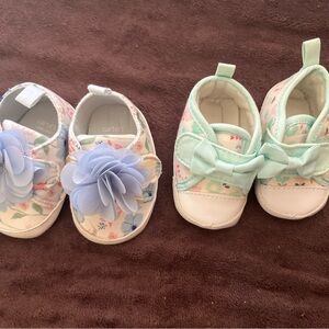 Carter's Pastel Floral and Bow Baby Shoes
